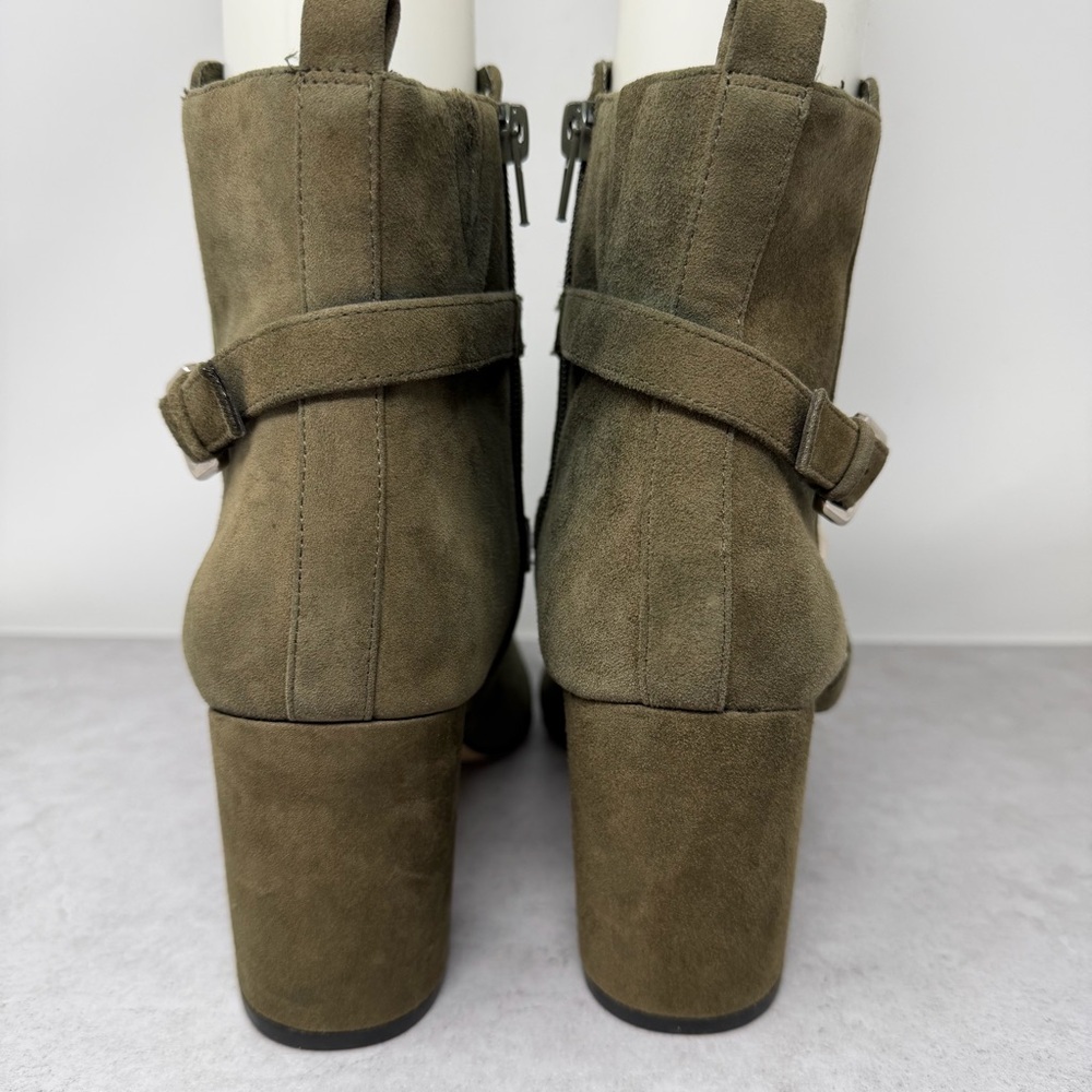 White House Black Market Olive Green Suede Ankle Boots Size 10 - Picture 7 of 12
